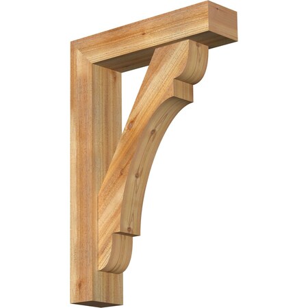 Ekena Millwork Olympic Block Rough Sawn Bracket w/ Offset Brace, Western Red Cedar, 6"W x 24"D x 36"H BKT0604X24X36OLY05RWR